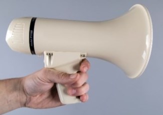 hand holding megaphone