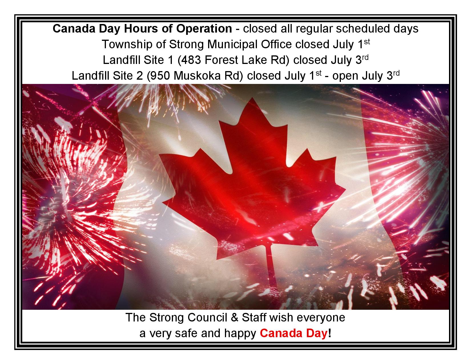 Canada Day Closures